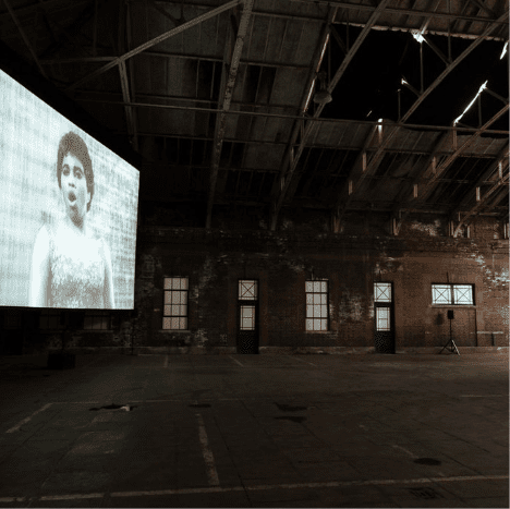 Art film on show in warehouse