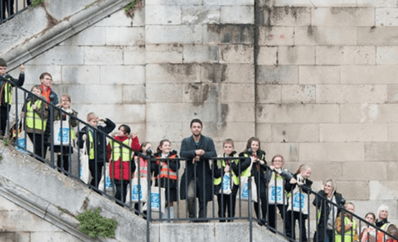 Conrad Shawcross with young arts and heritage leaders, Ramsgate