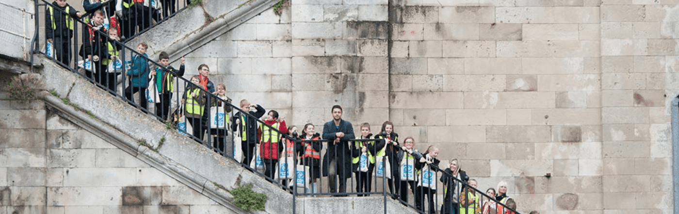 Conrad Shawcross with young arts and heritage leaders, Ramsgate